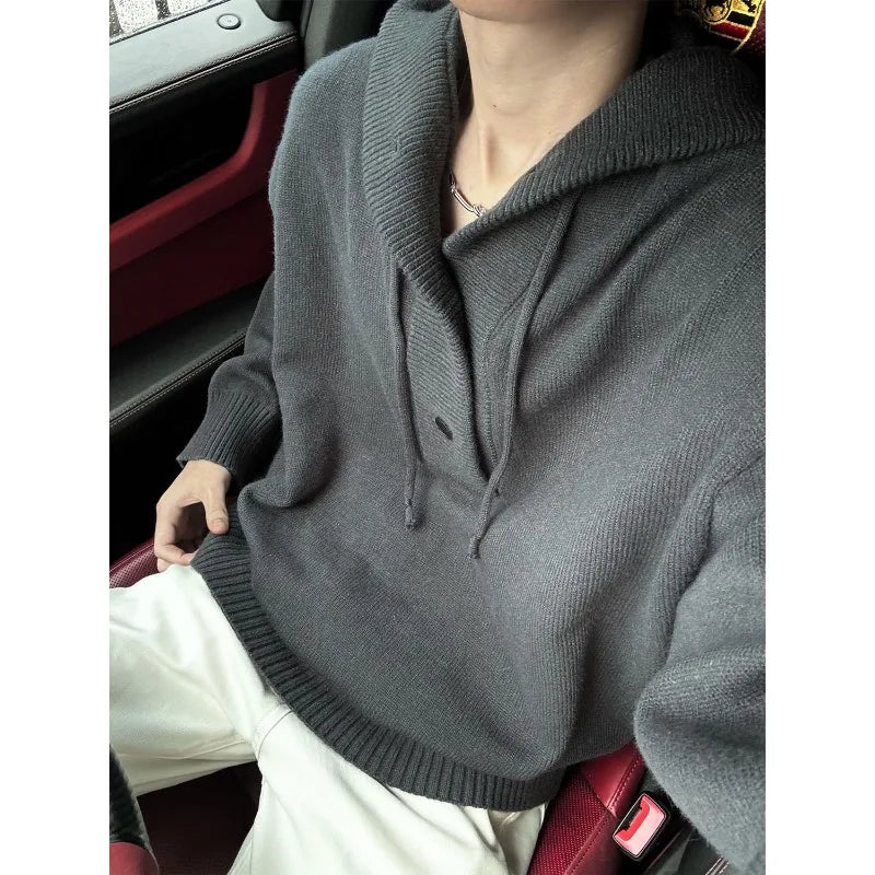 New Autumn Winter Sweaters for Men Loose Trendy Brand Hooded Pullover Sweaters