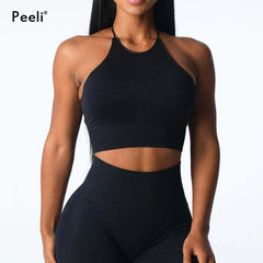 Embrace Seamless Sports Bra Women Backless Gym Bra Tops Padded Yoga Bras Push Up Running Sports Bras Workout Bralette Sportswear