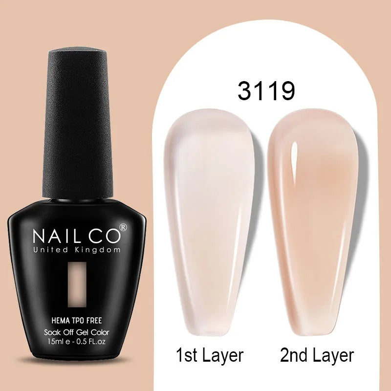 NAILCO 15ml Colorful Jelly Gel Nail Polish Gorgeous Color HEMA TPO FREE Soak Off UV LED Semi Permanent Long Wear Gel Varnish