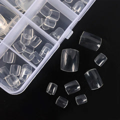 False Toes Nails French Square Nature White Clear Fake Toe Nails Feet Nail Tips Artificial Press on Toenails for Women Makeup