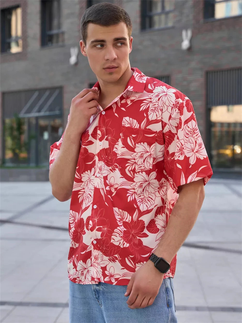 Floral 3D Print Casual Shirt