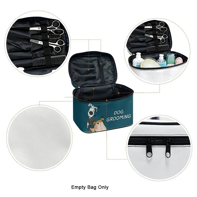 Zipper Pet Grooming Storage Bag, Portable Waterproof Dog Cat Accessory Box for Home Travel, Multifunctional Organizer for Pet Gr