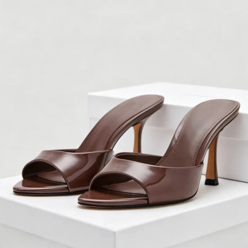 Sexy Brand High Heels Slides Female Slippers New Summer Open Toe Sandals Female Concise Mature Designer Banquet Party Shoe Woman