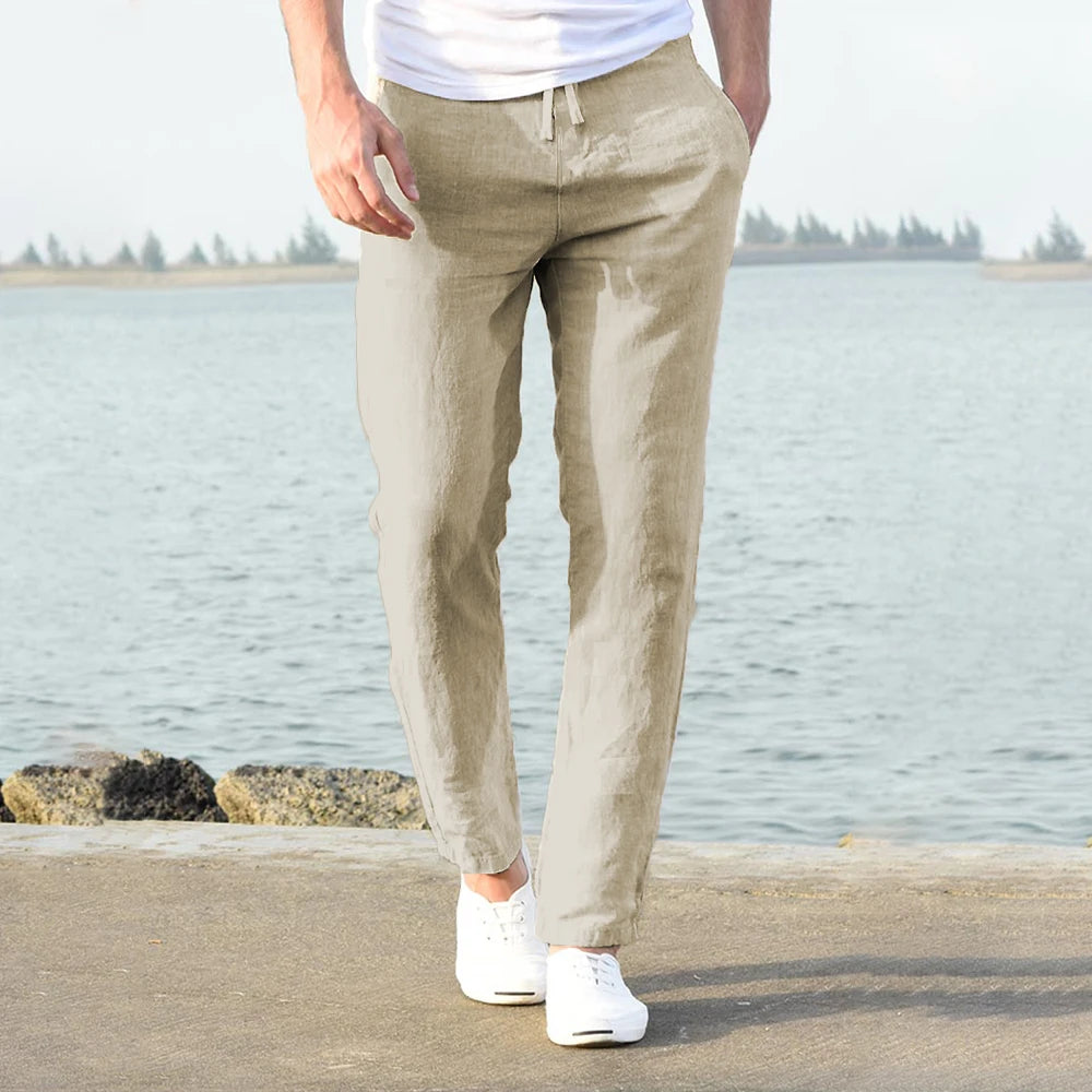Cotton Linen Casual Straight Pants