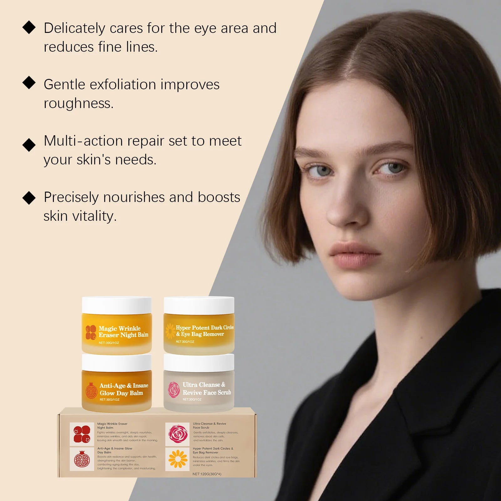 Skincare Set Face Day Night Cream Moisturizing Firming Eye Cream Facial Scrub Exfoliating Nourishing Hydrating Beauty Gift Kit
