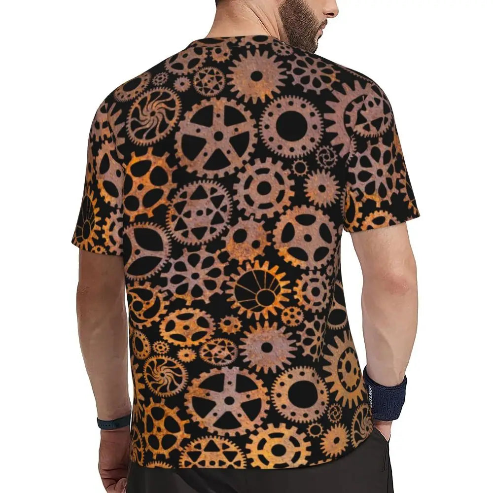 Gym T Shirt For Men Steampunk Design T-Shirts Fashion Wonderful Clockwork Vintage Summer Tees O Neck Streetwear Design Tops