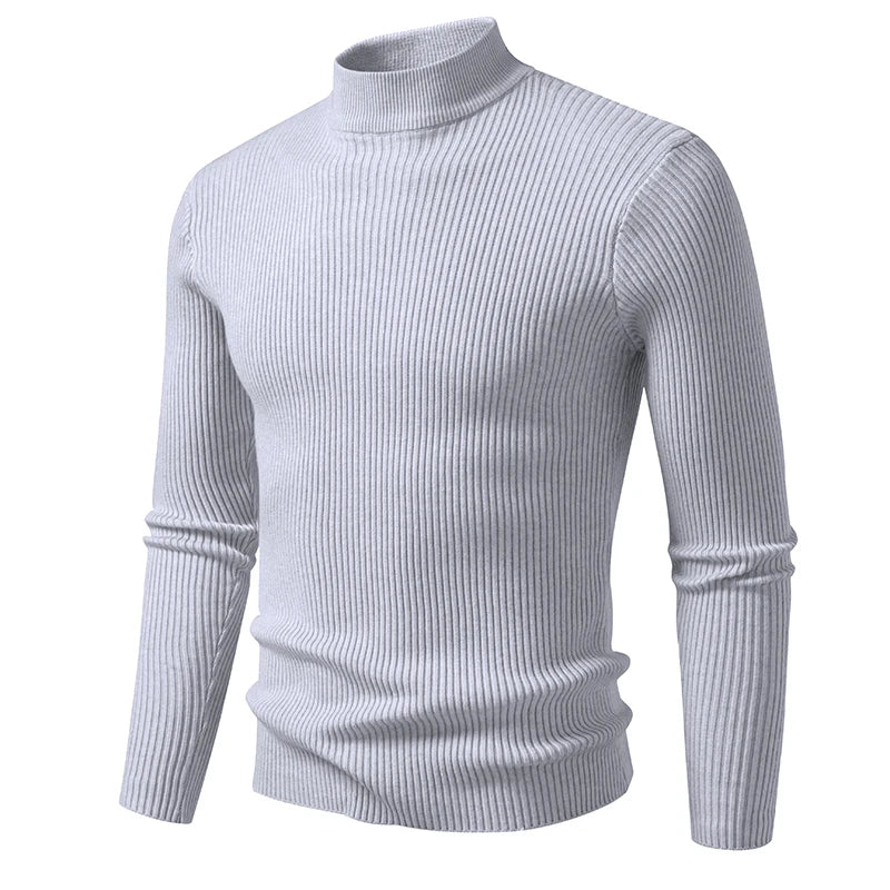 Striped Mock Neck Pullover