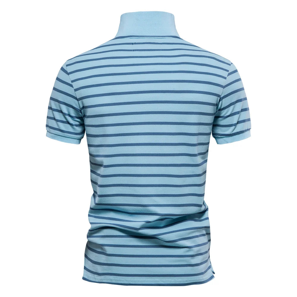 Striped Embroidered Cotton Summer Polo