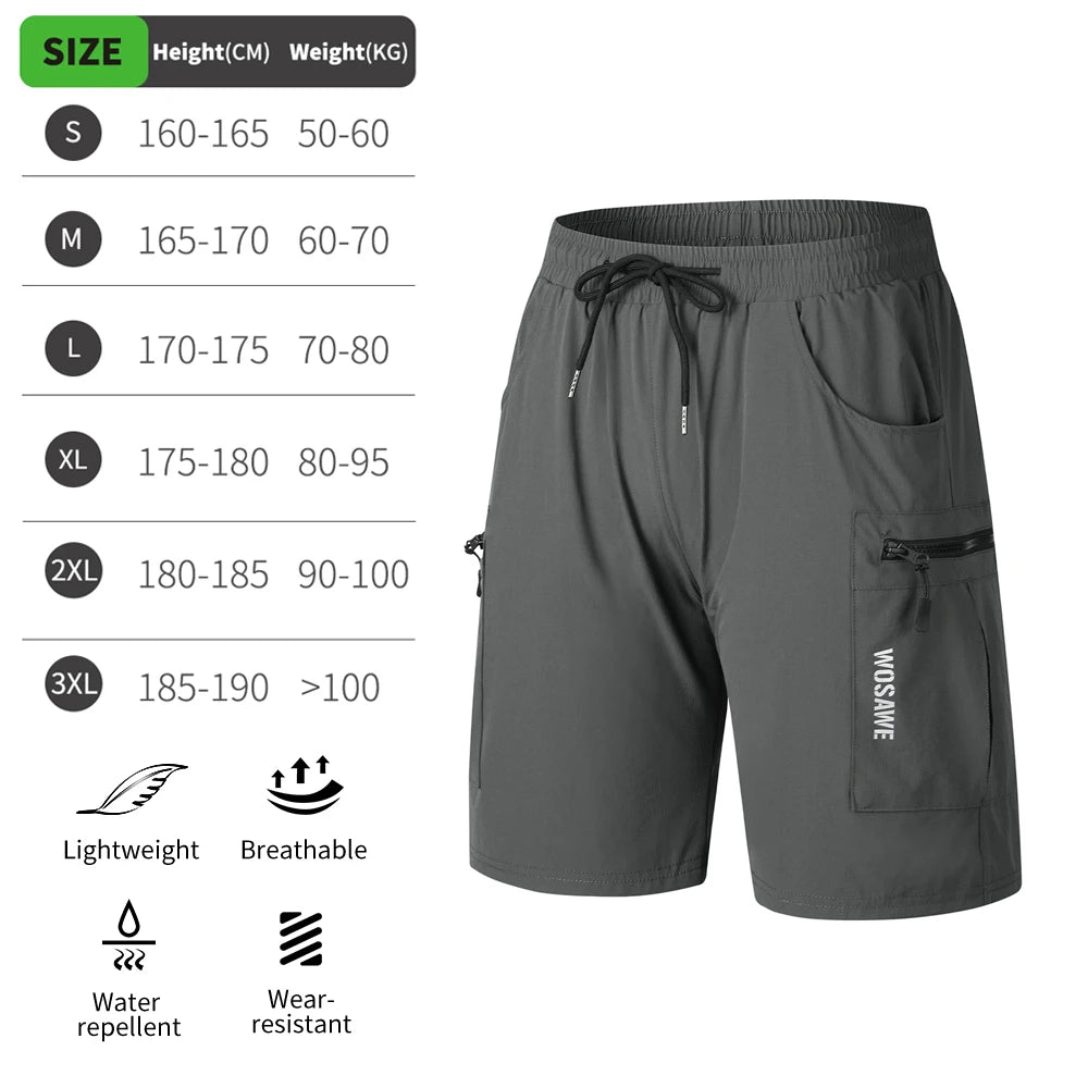 WOSAWE MTB Shorts Summer Men Cycling Shorts 2 in 1 Mountain Bike Padded Shorts Double Layer Downhill Bike Quick Dry Short Pants