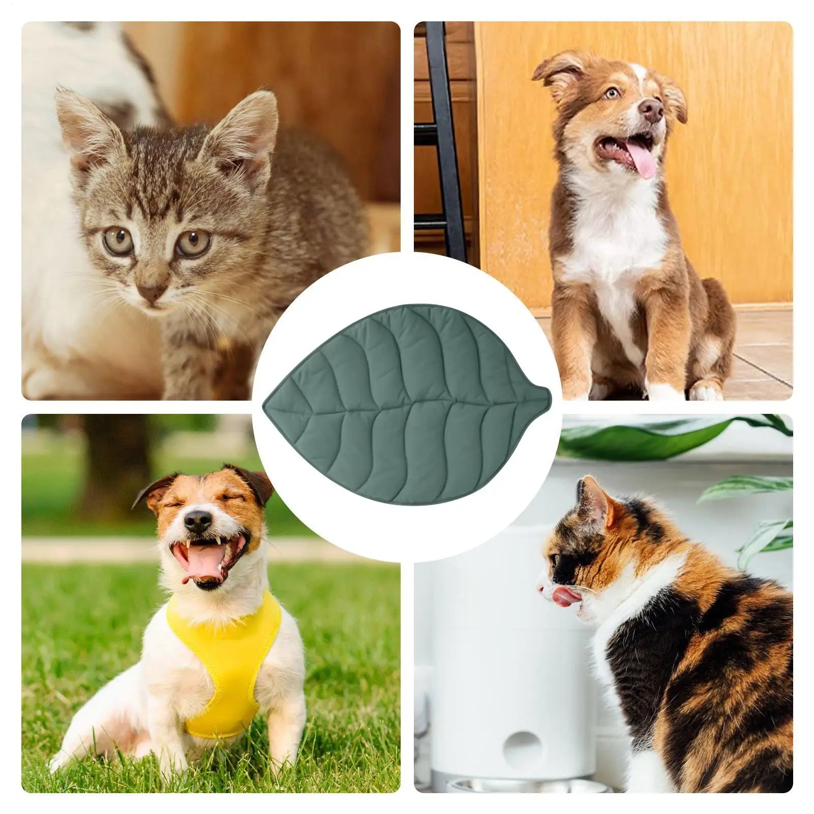Leaves Shaped Pet Bed Reversible Soft Washable Non Slip Cushion For Cats Dogs Indoor Travel Camping Comfortable Cozy Cooling Mat