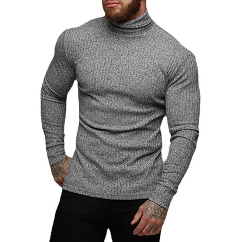 Slim Ribbed Turtleneck Pullover
