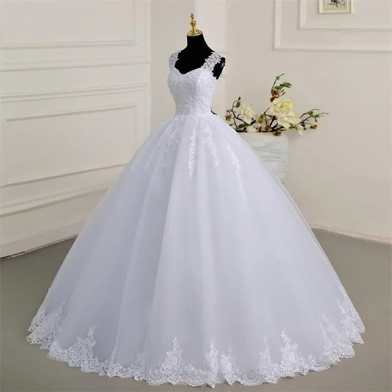 Sleeveless Wedding Dresses Classic Sweetheart Vestido De Noiva Luxury Lace Bridal Ball Gown Formal Robe De Mariee Customized
