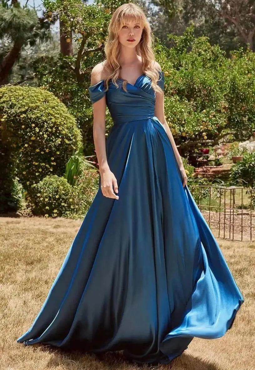 Off Shoulder Satin Bridesmaid Gown