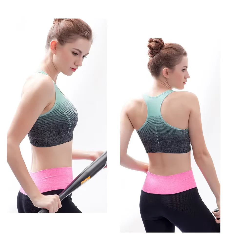 Sports Bra High Stretch Breathable Tops Fitness Women Padded for Running Yoga Gym Crop Bra Gradient Sports Bra for Workout Tops