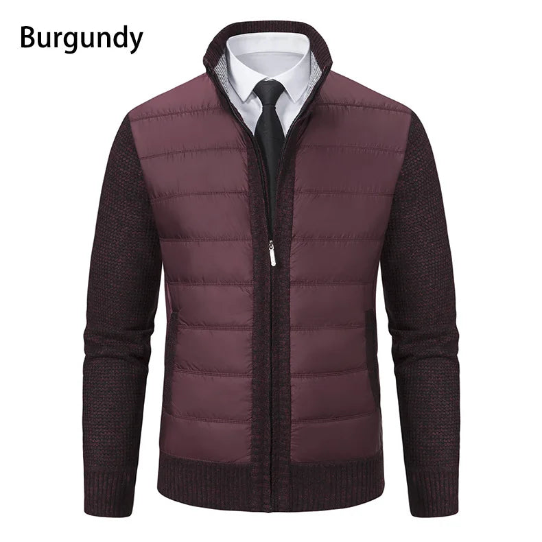 Autumn Winter Sweaters for Men Casual Knitted Sweaters Large Size Solid Color Plus Velvet Cardigan Knitted Sweater Cotton Coat