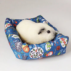 Pet Sleep Bed Rectangle Mat with Rattan Cooling Pad for Small Animals Dogs Cats Rabbit Guinea Pig Hamster Squirrel All Seasons