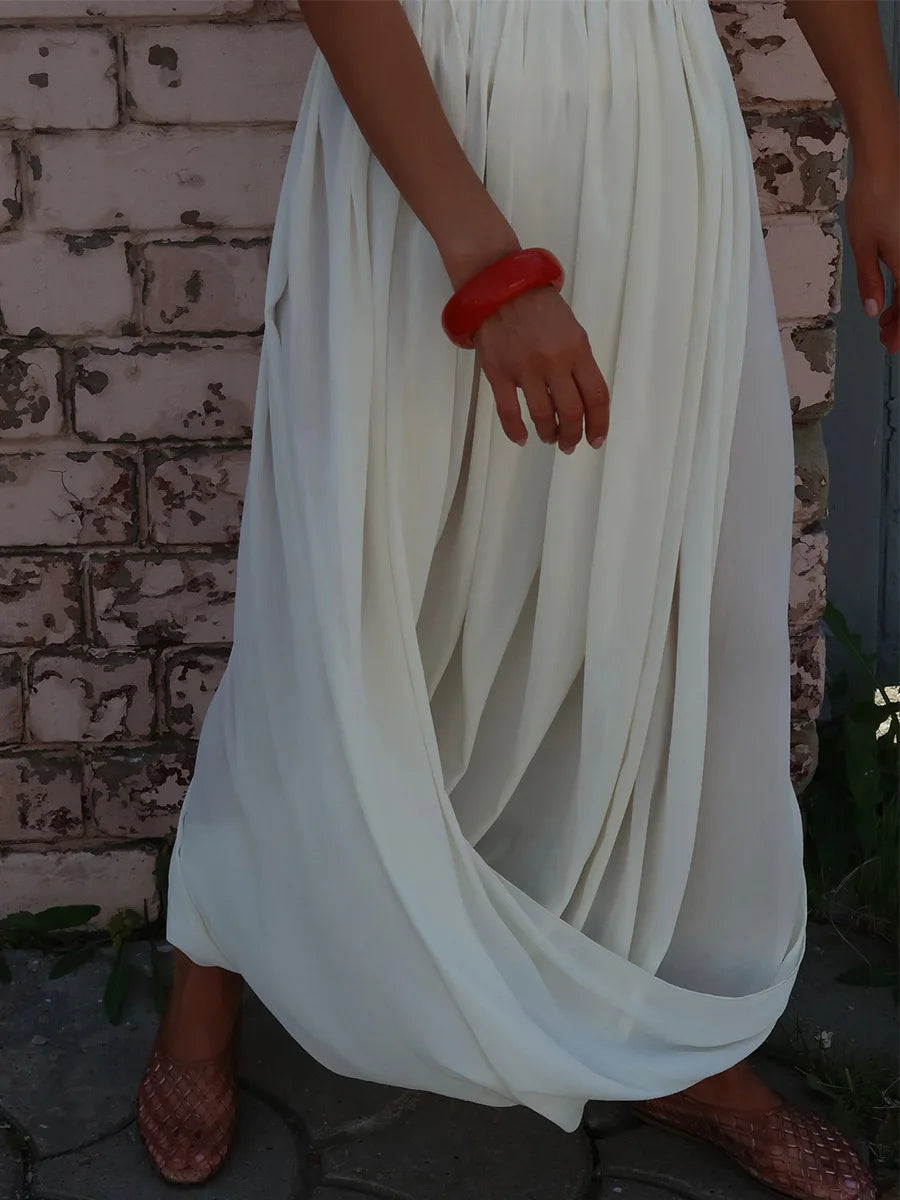 Irregular Skirt for Women Spring Summer New Elegant Street Style Skirt Women's Fashion Loose Ruched Draped Side Split Maxi Skirt