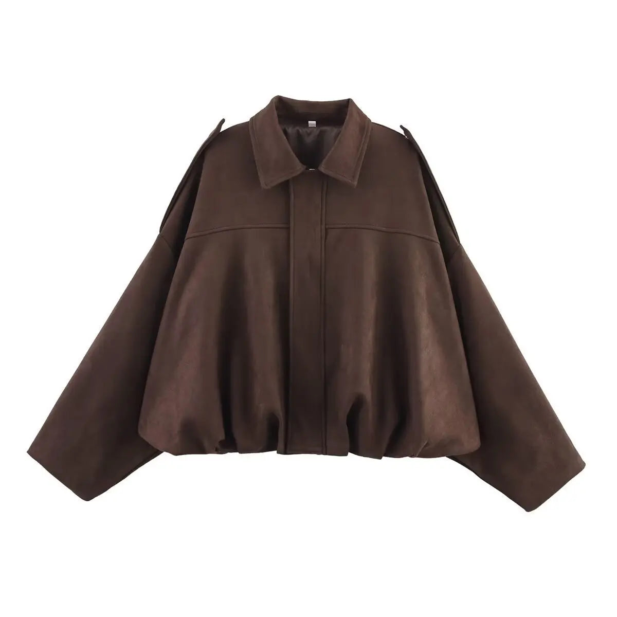Women Bomber Jackets Suede Texture Coats Fashion Turn-down Collar Long Sleeve Loose Vintage Female Outerwear Chic Top Streetwear