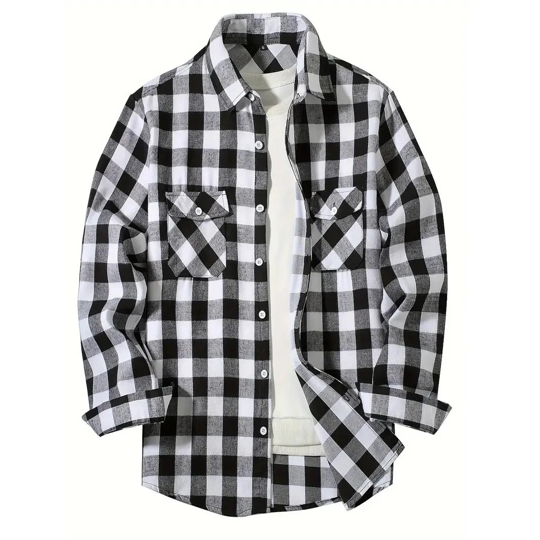 Classic Plaid Flannel Shirt Men