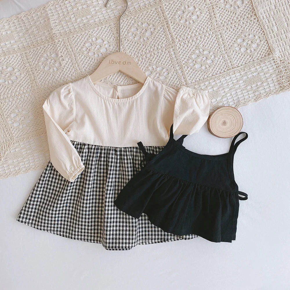 Plaid Baby A-Line Dress Suit