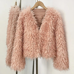 Fur Coat Eco-friendly Coats for Woman Artificial Winter Fur Coat Warm Women's Clothing New in Coats & Jackets Women Tops Stones