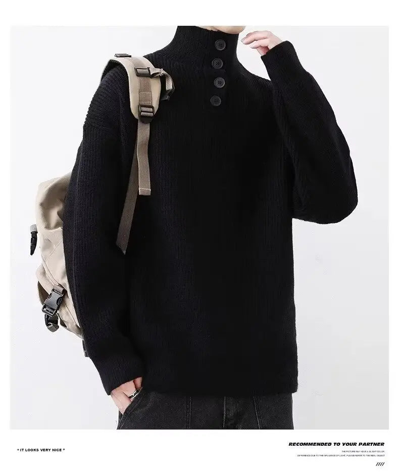 Sweater Men's Winter Turtleneck Base Layer Warm Thickened Wool Pullovers