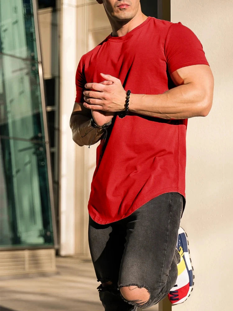 Muscle Fitness T-shirt Summer Men's T-shirts Workout short sleeve Tees Running cotton t-shirts Men Gym Sport Training Tops