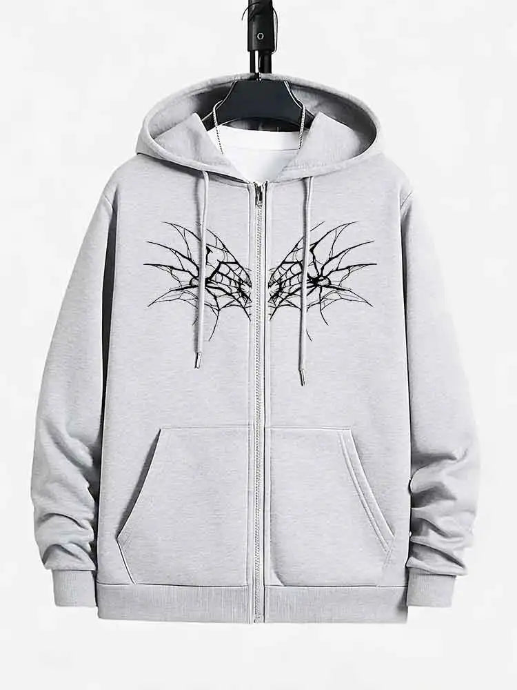 Men's Gothic Printed Zipper Hoodie Street Hoodie