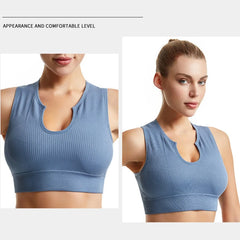 Women's Sleeveless Sports Bra Navel-Leaking with A Chest Pad  Highly Elastic Vest Sexy Stretchy Breathable Bra