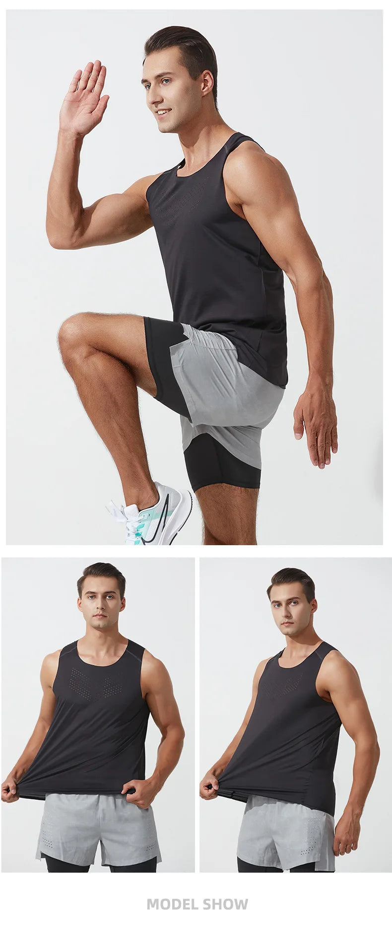 Men's Fitness Tank Top Summer Gym Clothing Bodybuilding Muscle Vest Sleeveless Shirt O Neck Breathable Quick Dry Workout Tops