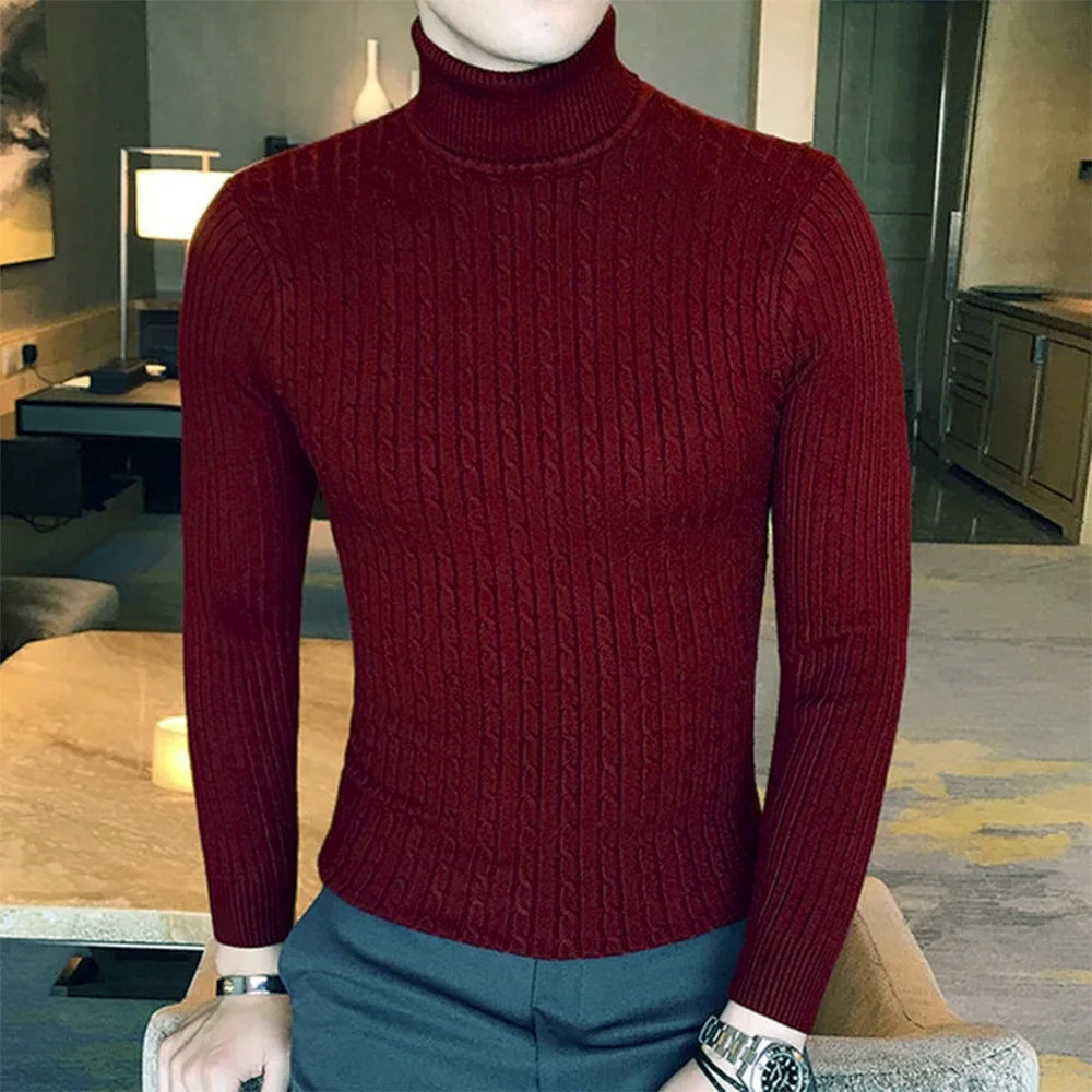 Slim Turtleneck Knit Pullover