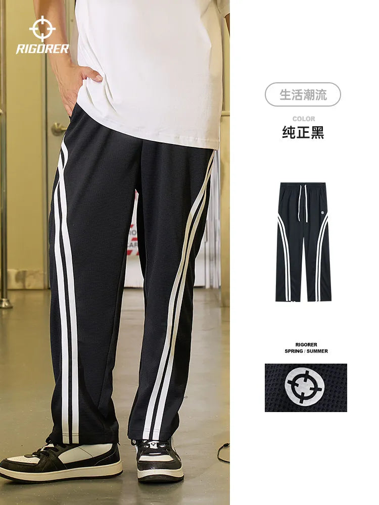 RIGORER 2026 New Straight Joggers Men Jogging Sweatpants Sportswear Knit Tracksuit Sports Pants Trousers Wide Leg Clothing