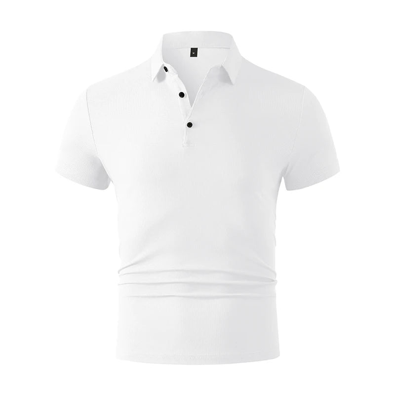 2026 New Men's Casual and Fashionable Simple Collared Short Sleeved Polo Shirt Summer Comfortable Breathable and Versatile Top