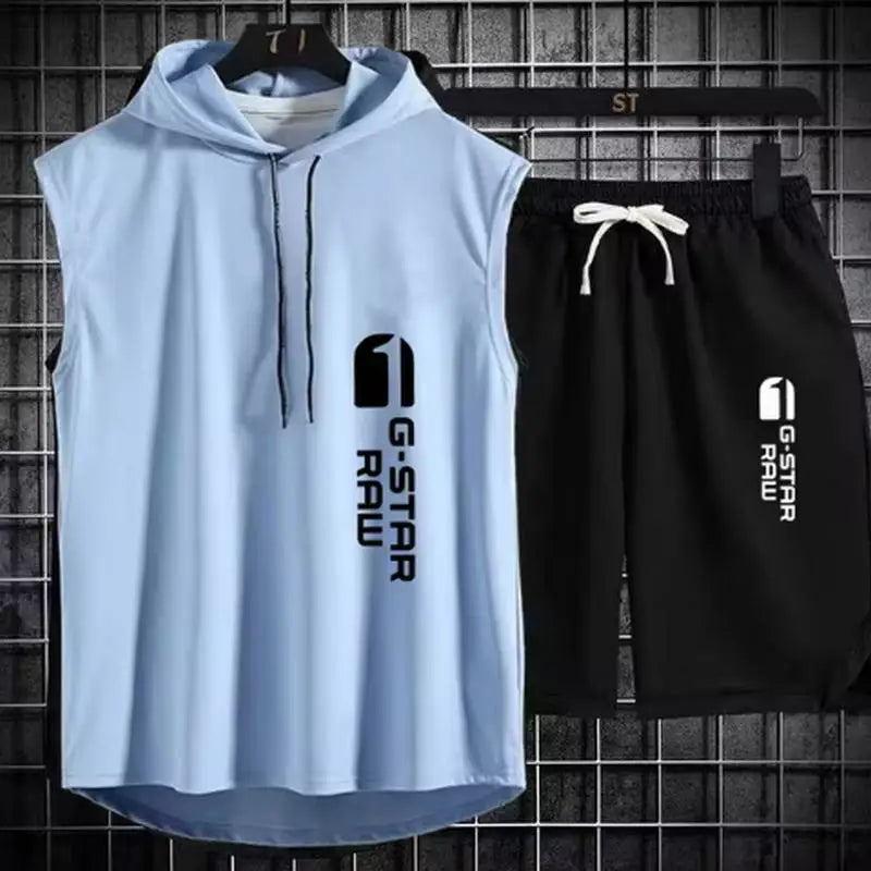 Men's track suit summer sportswear two-piece t-shirt shorts brand tracksuit jogging men's sports suit fitness clothes exercise