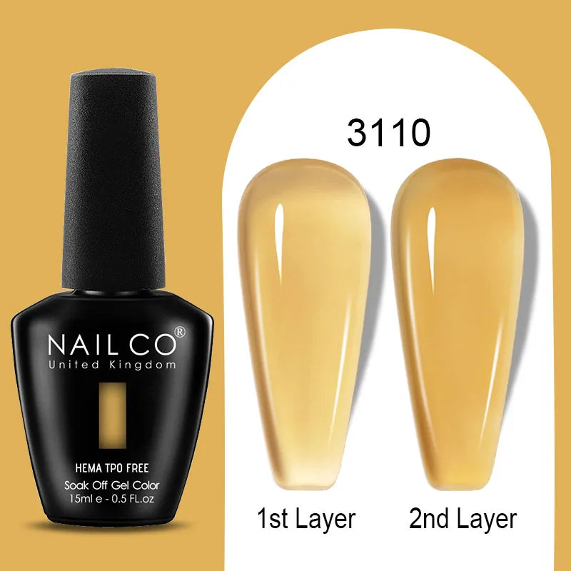 NAILCO 15ml Colorful Jelly Gel Nail Polish Gorgeous Color HEMA TPO FREE Soak Off UV LED Semi Permanent Long Wear Gel Varnish