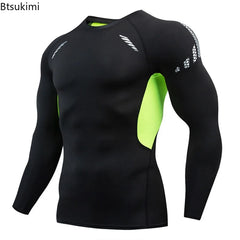 Gym Sports T-shirts for Men Long Sleeve Tights Boxing Sportswear Breathable Quick Dry Fitness Tops Male Outdoor Training Clothes