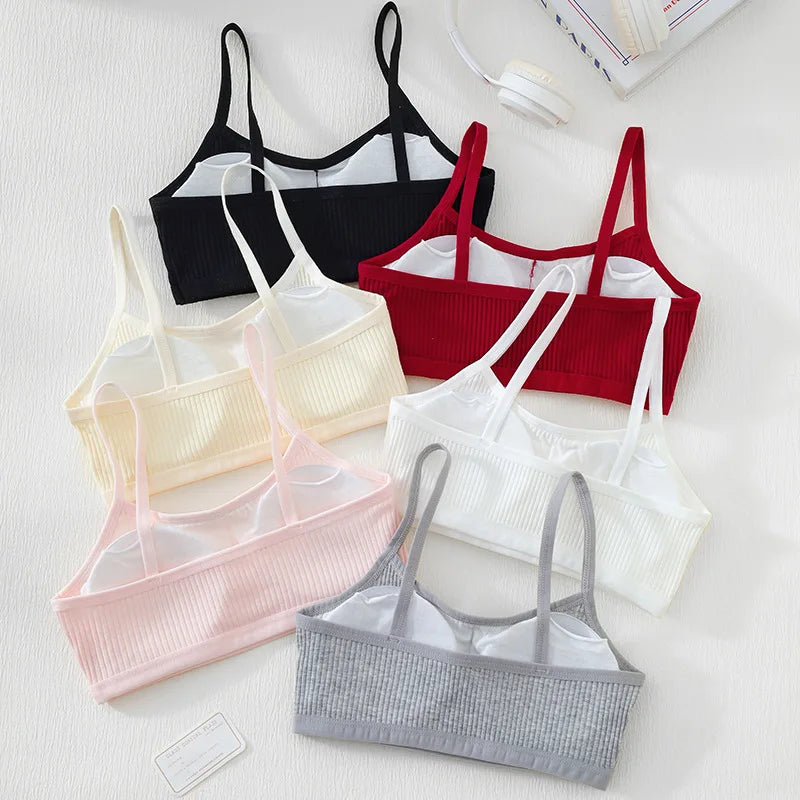 1PC Cotton Teenagers Girls Training Bras Solid Developmental Girls Sports Bras Soft Brassiere Kids Tank Tops Children Underwears