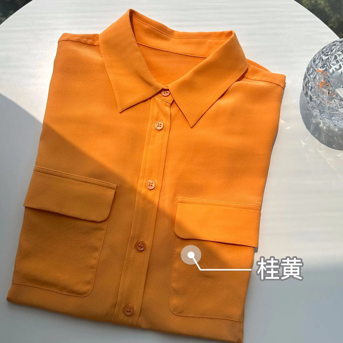 Women Real Silk Shirts Classic Double Pockets Solid Color Casual Fashion Long Sleeve Thin Shirt Blouses Tees