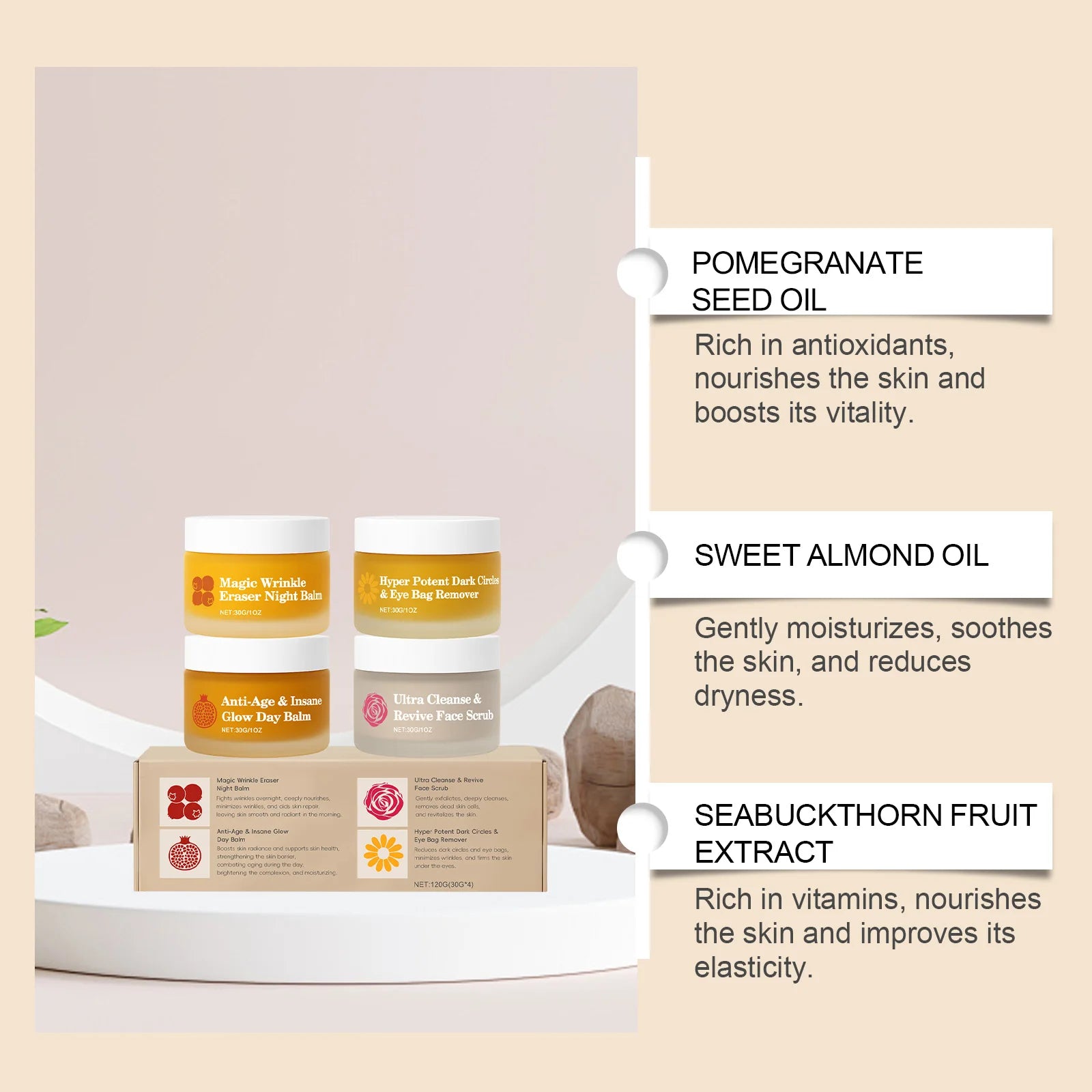 Skincare Set Face Day Night Cream Moisturizing Firming Eye Cream Facial Scrub Exfoliating Nourishing Hydrating Beauty Gift Kit
