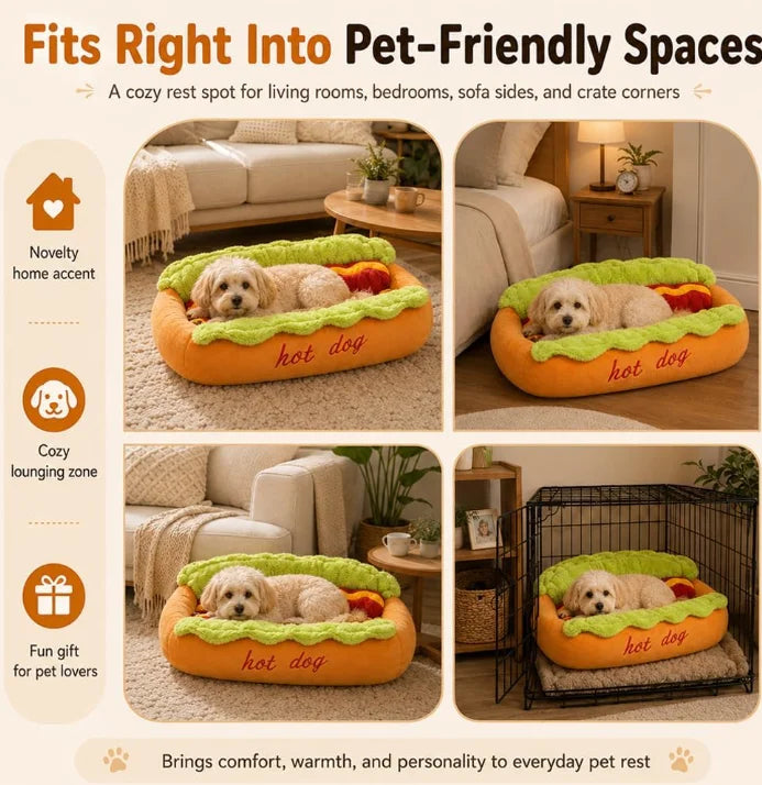 2026 New Hot Dog Pet Bed For Dachshund Cats Puppies Small Pets Plush Removable Washable Pet Beds Soft Corduroy Non-Slip Bottom