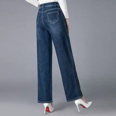 Trousers New In High Waist Shot Wide Leg Womens Jeans 2025 Korean Style Cool Unique Vibrant Stretched Xxl Denim Pants for Women