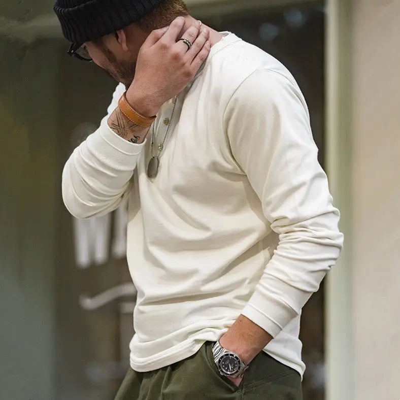 Men’s Heavyweight Retro Cotton Long-Sleeve T-Shirt