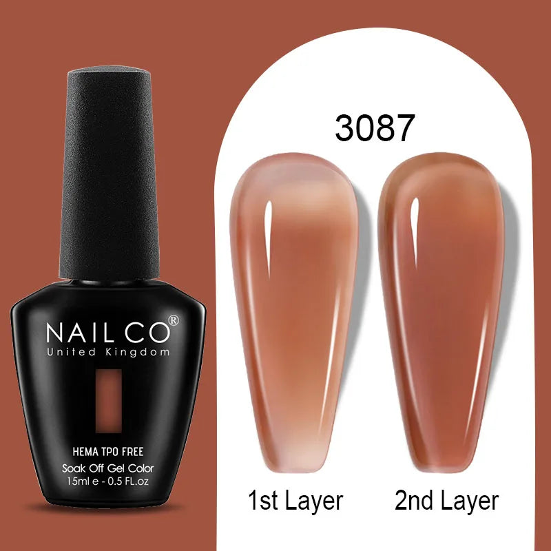 NAILCO 15ml Colorful Jelly Gel Nail Polish Gorgeous Color HEMA TPO FREE Soak Off UV LED Semi Permanent Long Wear Gel Varnish