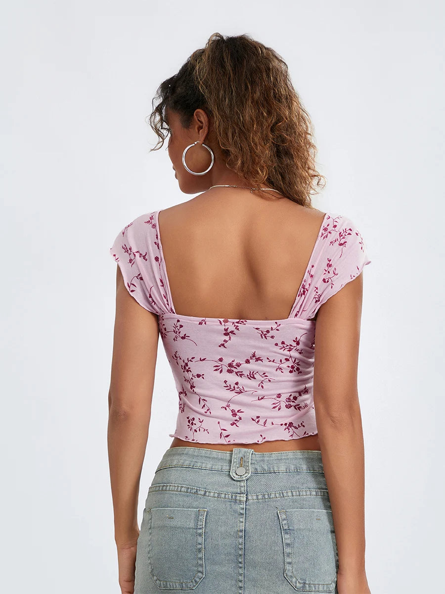 Floral Crop Street Top
