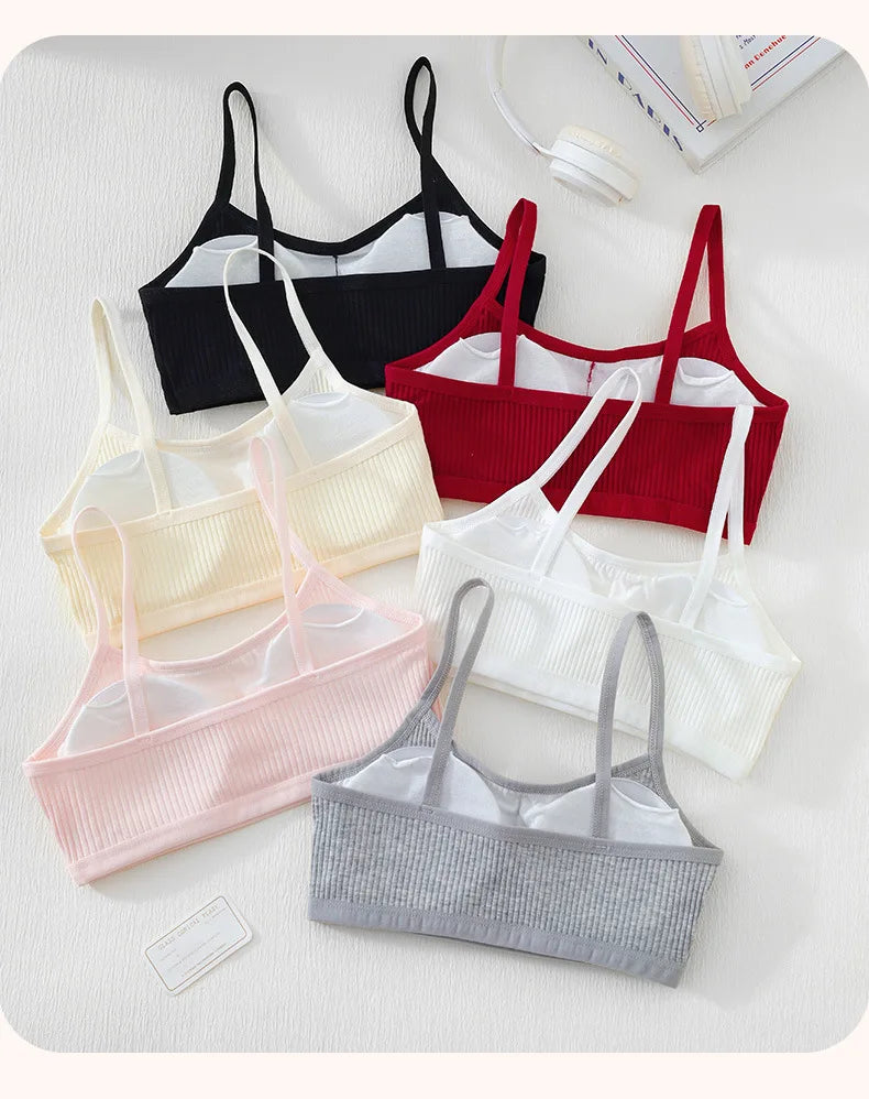 1PC Cotton Teenagers Girls Training Bras Solid Developmental Girls Sports Bras Soft Brassiere Kids Tank Tops Children Underwears