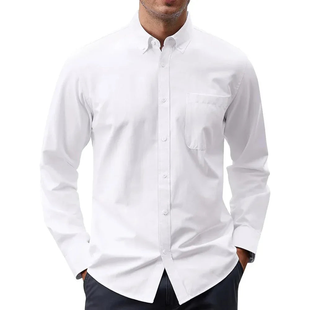 Solid Oxford Business Button Shirt