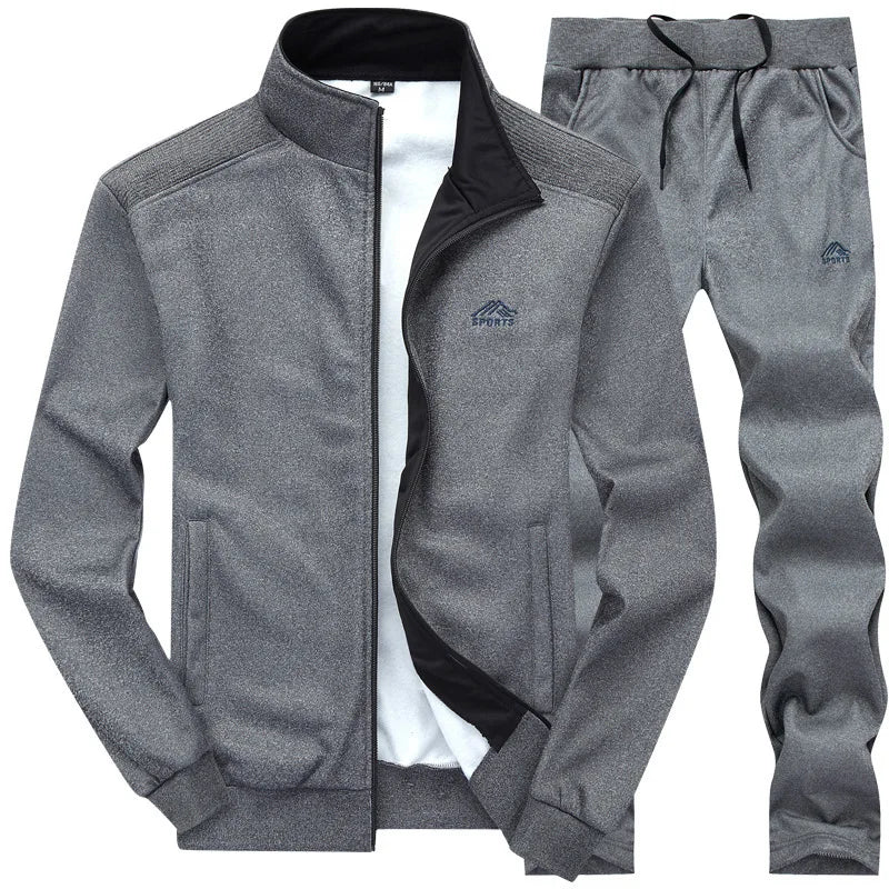 Tracksuits Men Polyester Sweatshirt Sporting Fleece 2026 Gyms Spring Jacket + Pants Casual Men's Track Suit Sportswear Fitness