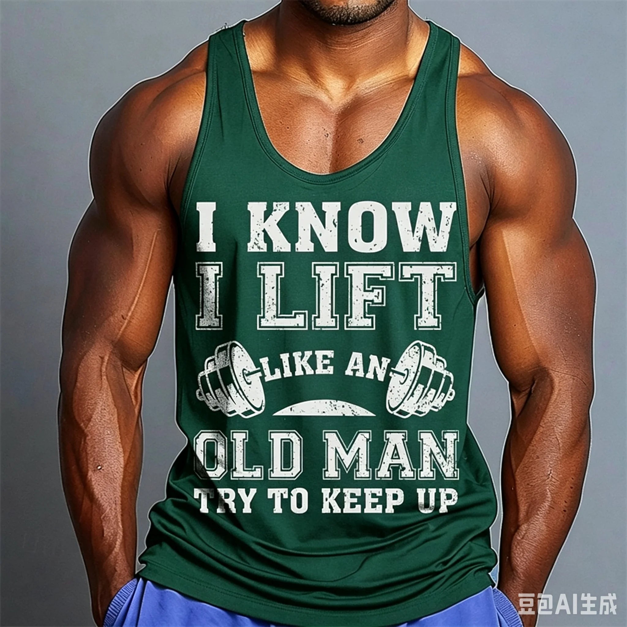 Men I Know I Lift Like An Old Man Graphic Tank Top, Sleeveless Gym Workout Muscle Vest, Casual Fitness Sports Tank Shirt