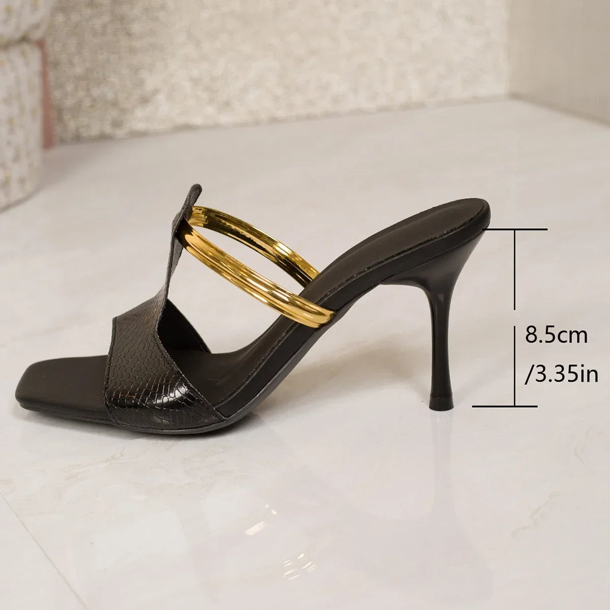 Women's High Heels Fashion Luxury Metal Heels Women Open Toe Slippers Sexy Party Women Dress Women Sandals Tacones Altos
