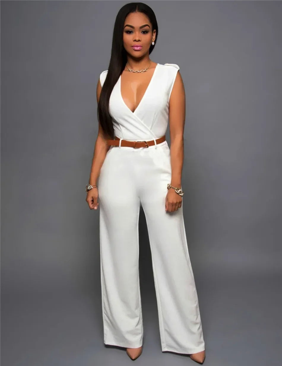 Elegant Deep V Wrap Jumpsuit